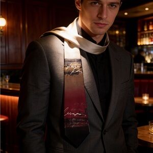 J. Garcia Hand Painted Silk Tie - Red Sea Collection